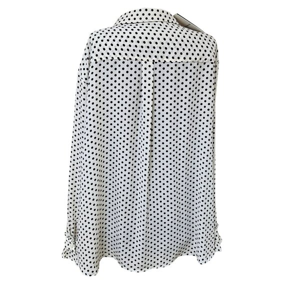 Who What Wear Blouse Womens Size 3X Polka Dot Button Front Black White NWT - Picture 4 of 10